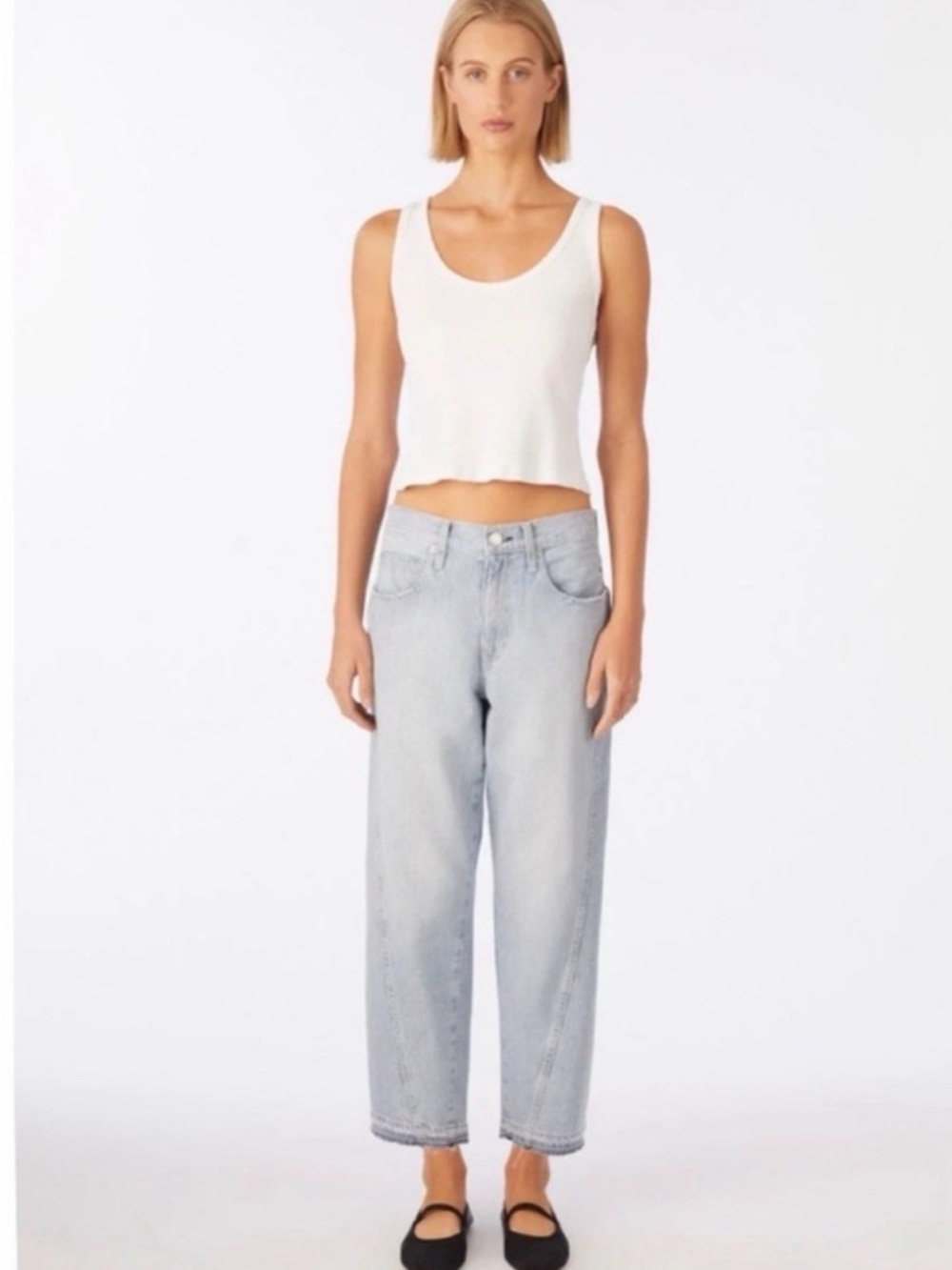 AMO Maria Light Blue StripedTextured Relaxed Jeans